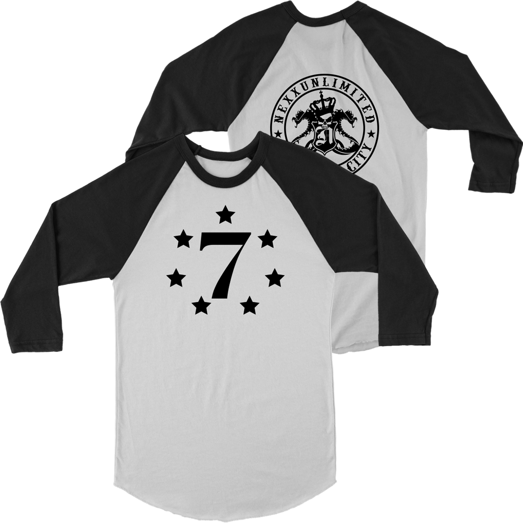 Long Sleeve Baseball T-Shirt -  Lucky 7 black